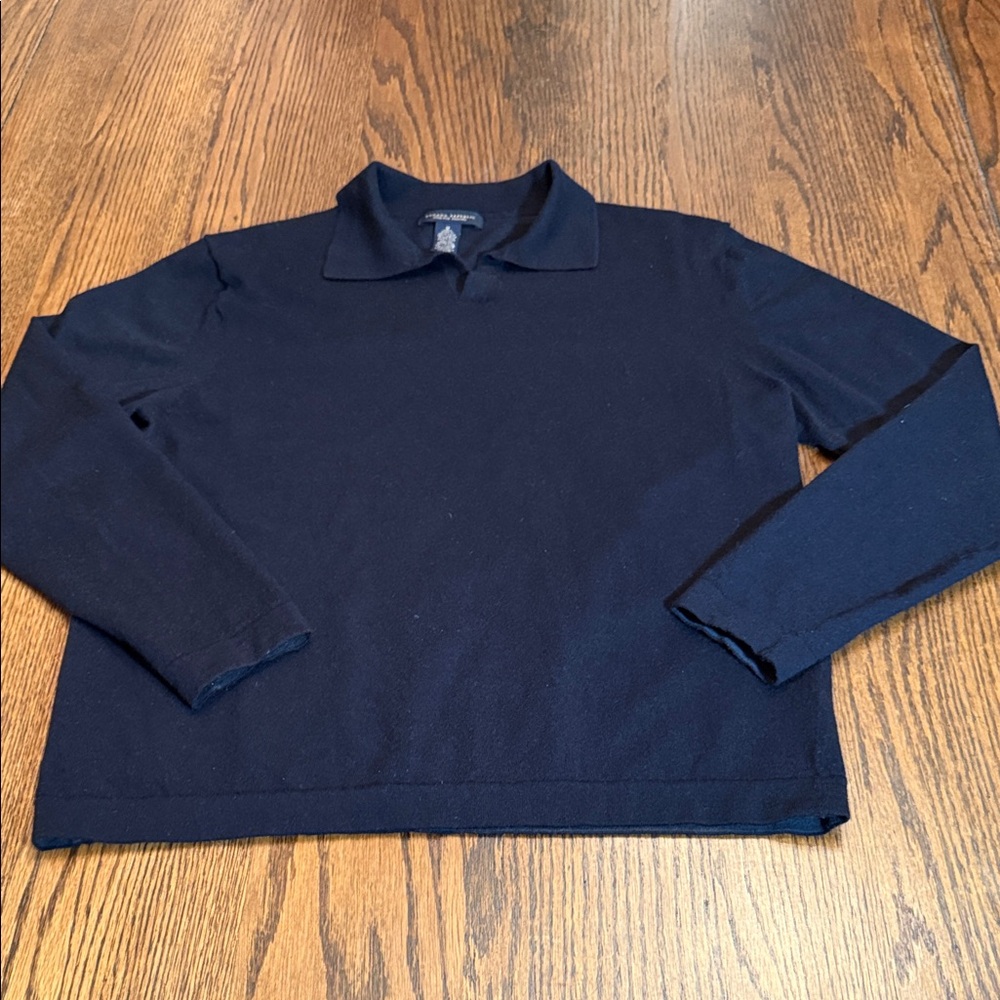 Banana Republic Stretch Merino Wool Polo Sweater Black Long Sleeve Men’s M